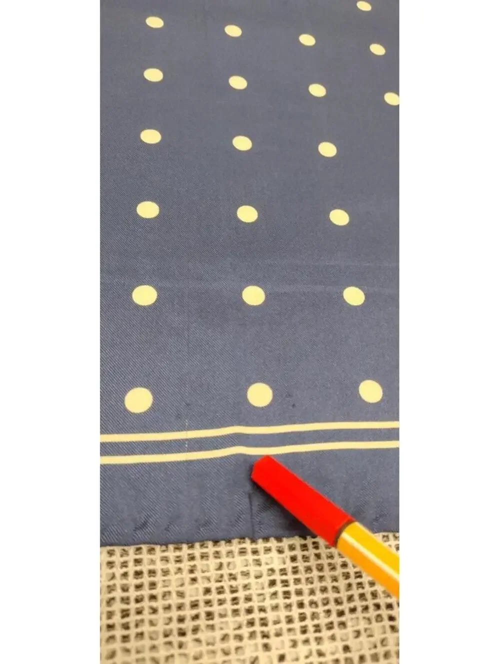 Vintage Navy Blue Silk Hnakie White Polka Dots NAUTICAL Menswear Handkerchief